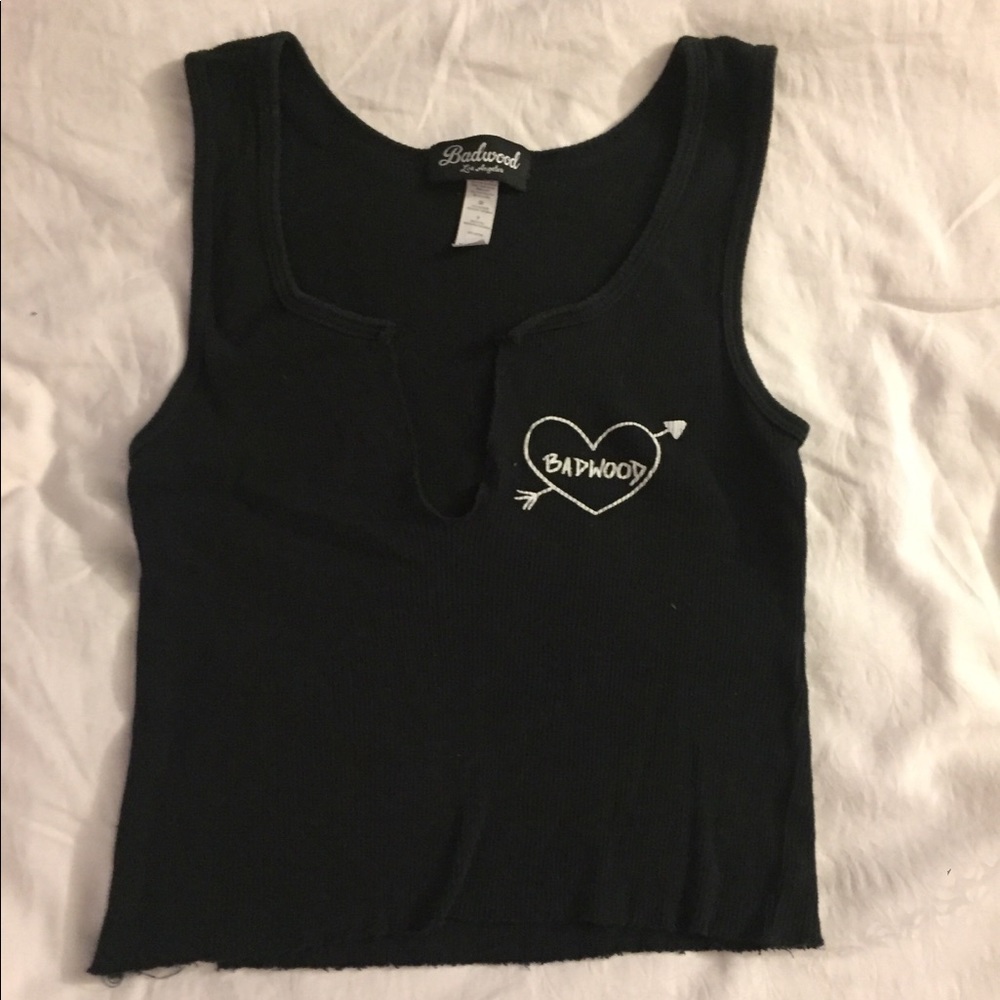 Badwood titty tank top black cropped small